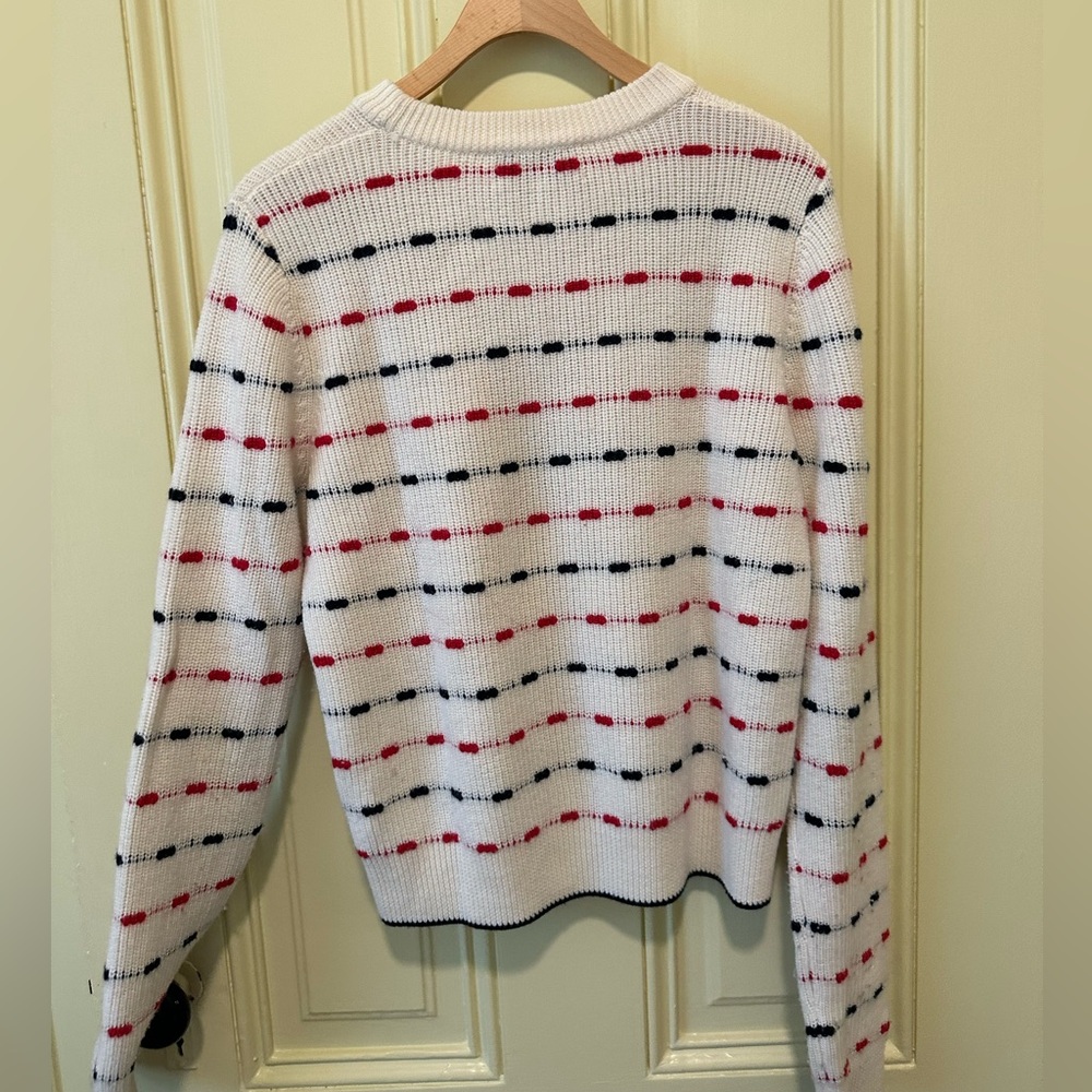La Ligne Wool Jacquard Strip Red Blue Sweater - Picture 4 of 4